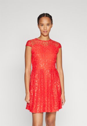 VILA VININA O NECK SEQUINS DRESS - Cocktail φόρεμα / Φόρεμα για πάρτι - poppy red/silver