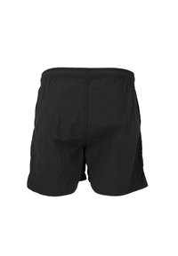Sort svøm shorts lavet af letvægtsstof med elastisk talje. Har sidelommer, ensfarvet og et afslappet fit design.