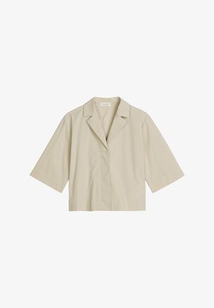 Marc O'Polo, BLOUSE, CROPPED SHAPE, REVERS COLLAR, SHORT SLEEVE, SOLID - Nööpidega pluus - linen beige