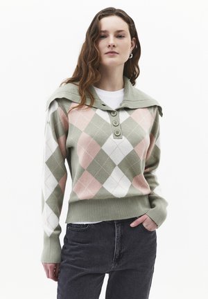 LOOSE WITH POLO COLLAR AND BUTTON DETAILS - Jersey de punto - tea comb