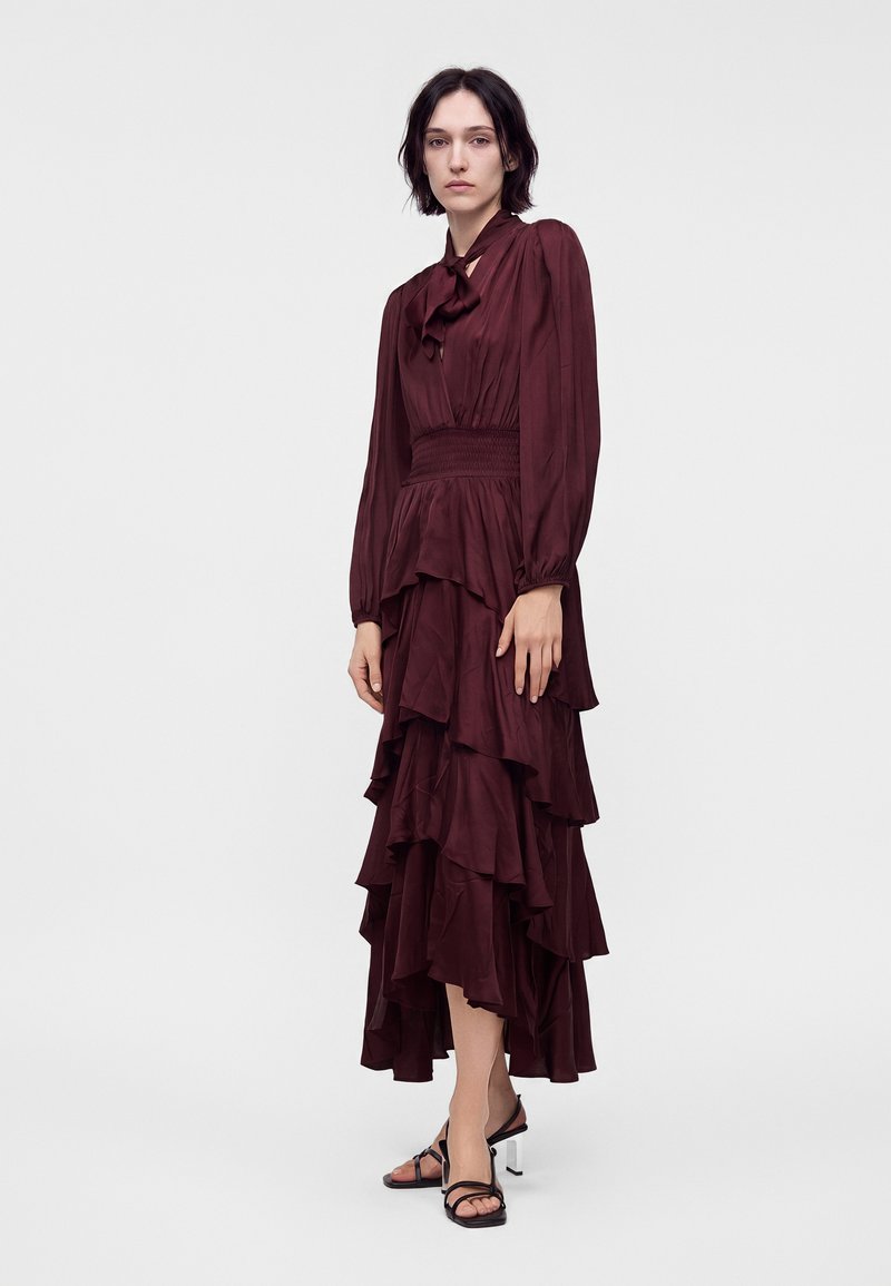 burgundy maxi dress uk Maje Alex Evenings Long 3/4 st-prom-dresses Color:Glam Black The Lace