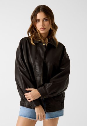 Veste en similicuir - dunkelbraun