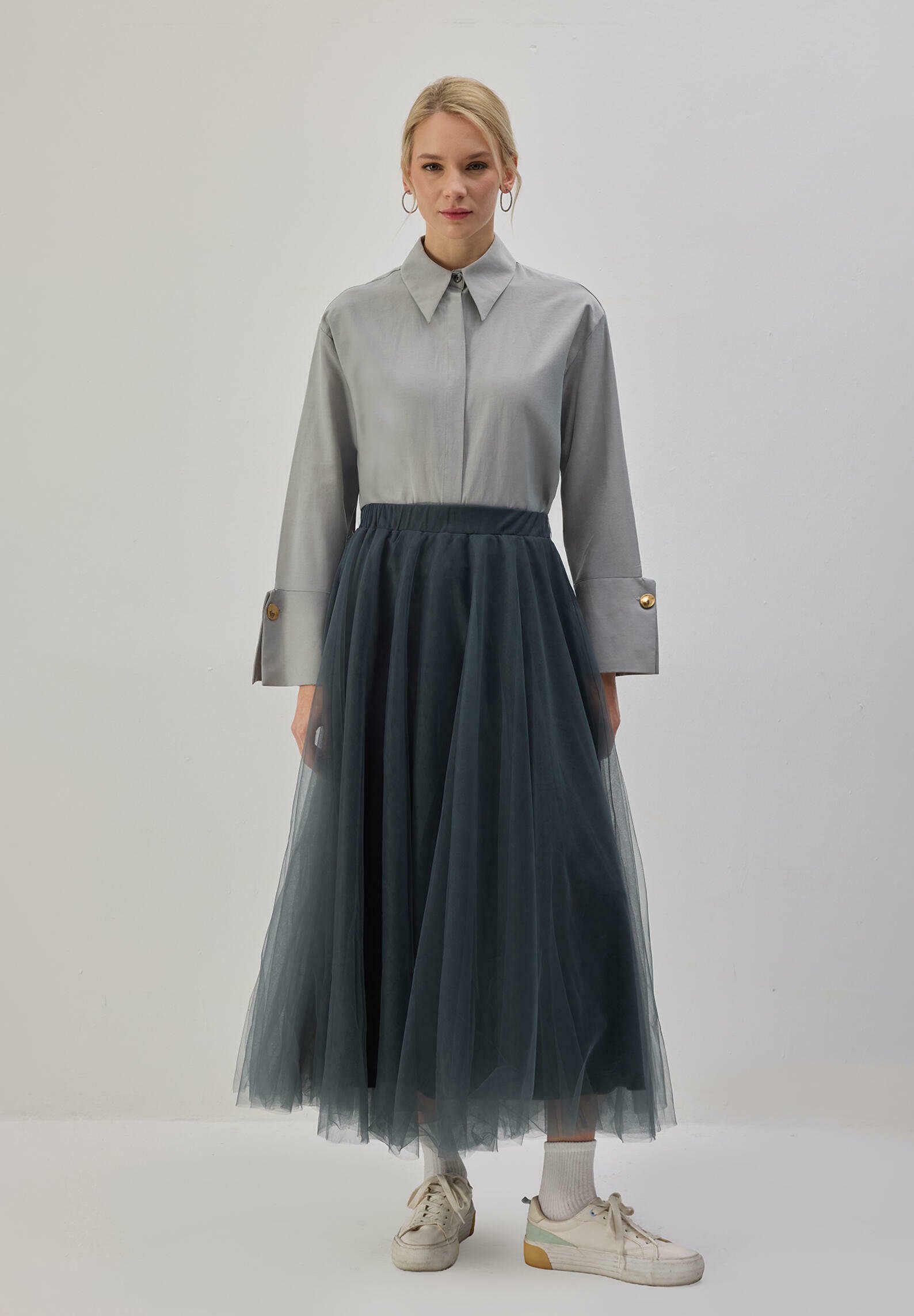 Touché Privé FULL TULLE - Maxi skirt - anthracite - Zalando.ie