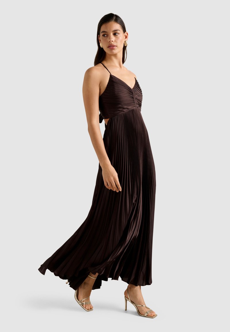 dark brown fall dress chocolate pleat dress