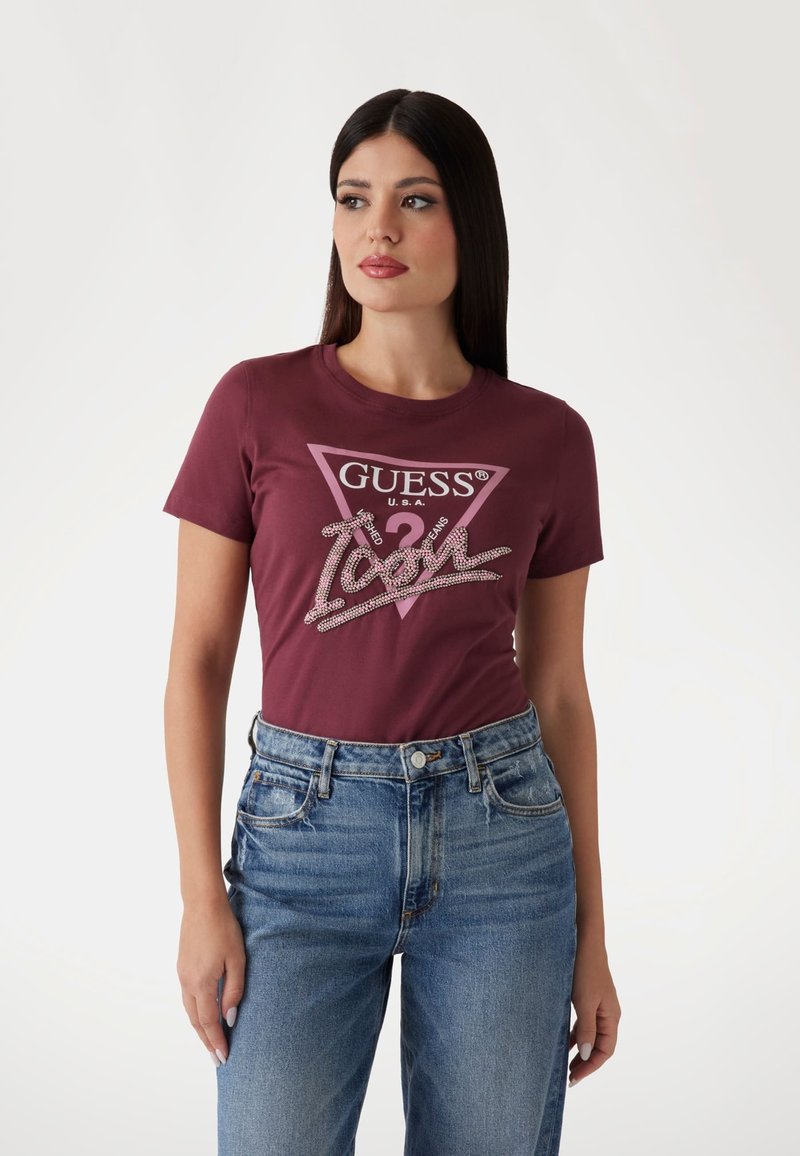 Guess SS CN ICON  - Majica kratkih rukava s printom - bordeaux