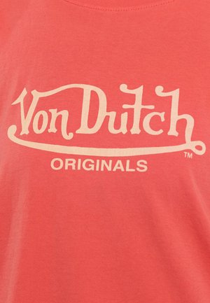 Von Dutch, T-SHIRT FEMME REGULAR COL ROND PRINT DEVANT WASH - T-shirt imprimé - orange