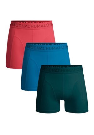 Tre boxer da uomo in rosso, blu e verde scuro con larghe fasce in vita marchiate "MUCHACHOMALO".
