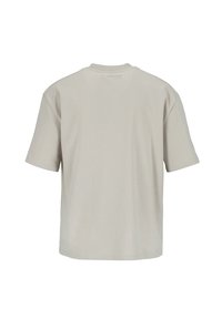 Light gray cotton T-shirt with a relaxed fit, short sleeves, and a crew neck; minimalistic design, smooth texture, no visible patterns.
