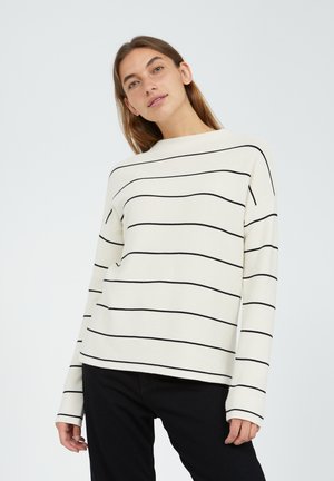 MEDINAA FINE STRIPES - Jumper - oatmilk-black