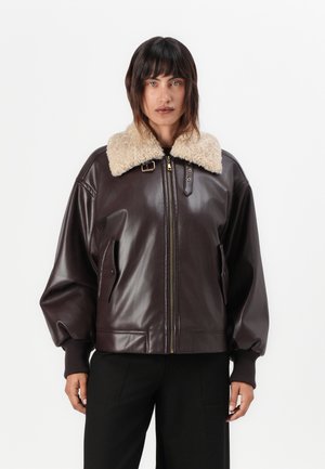 TWINSET JACKET - Faux leather jacket - black chocolate
