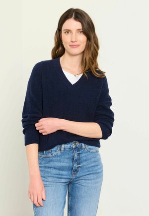FatFace, KNITTED V NECK JUMPERS - Jumper - navy