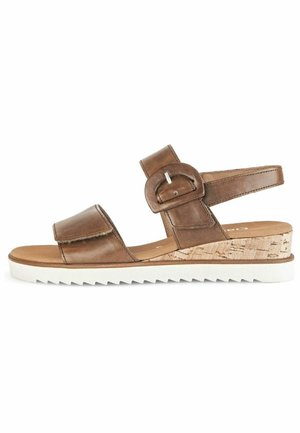 Platform sandals - camel kork creme