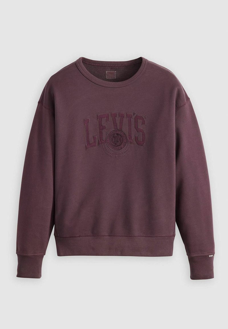 Lila Rundhalsausschnitt-Sweatshirt aus Baumwolle, mit einem strukturierten Logo-Druck auf der Vorderseite sowie gerippten Bündchen und Saum.
