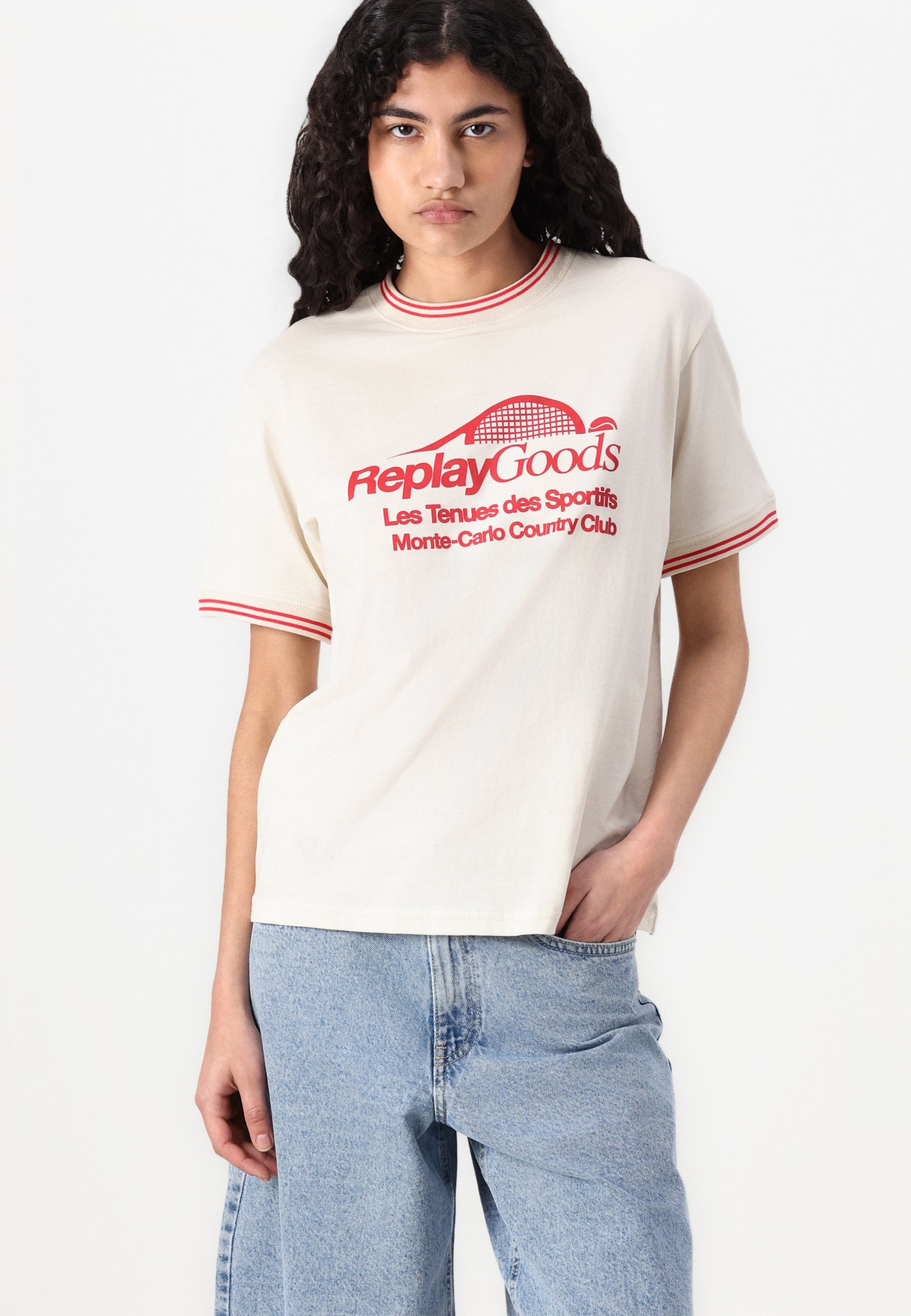 売れ筋商品|||リプレイ Tシャツ レディース トップス MONTE CARLO TENNIS CLUB - Print T-shirt - off white リプレイ レディース Tシャツ トップス MONTE CARLO TENNIS CLUB