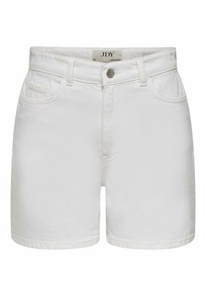 Witte denimshorts met riemlussen, knoop aan de voorkant, ritssluiting en een ontwerp met vijf zakken, met het label JDY aan de binnenzijde van de tailleband.