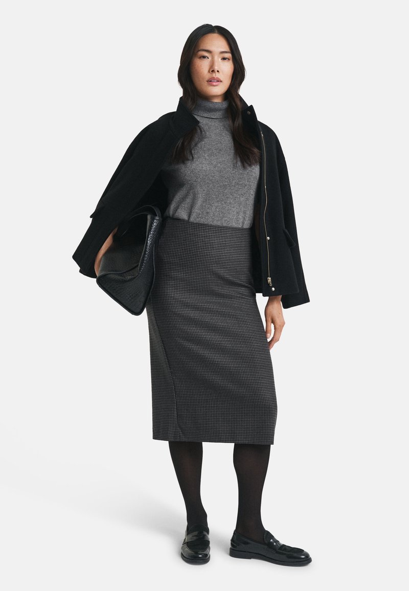 GANT CHECKED - Áčková sukně - charcoal melange