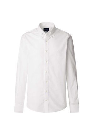Camisa blanca de manga larga con botones, hecha de tejido ligero. Presenta un cuello tradicional, botón en la parte delantera y detalles de costura sutiles.