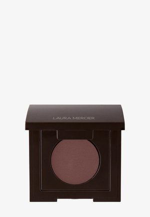 Laura Mercier øyeskygge i en firkantet svart kompakt. Har en sirkulær, matt, mauve-farget panne med et blankt svart lokk.