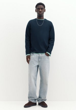 PULL&BEAR, RELAXED FIT HEAVY WEIGHT - LONG-SLEEVED T-SHIRT - T-shirt à manches longues - dark blue