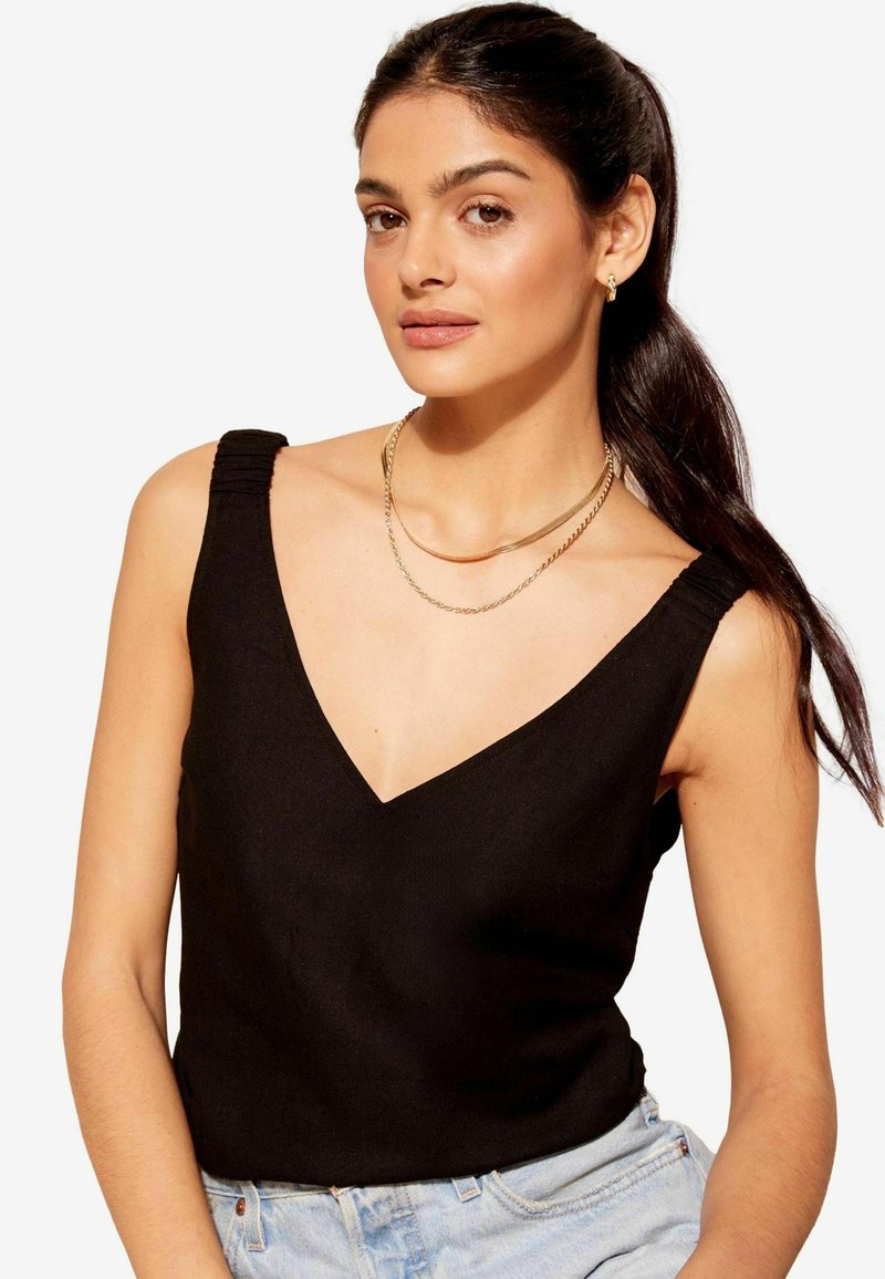 Friends Like These SHIRRED STRAP V NECK SWING - REGULAR FIT - Blusa - black