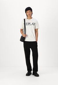 Replay Potiskana majica - natural white
