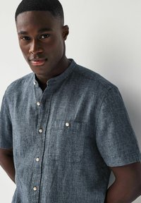 Next SHORT SLEEVE GRANDAD COLLAR - Hemd - navy blue