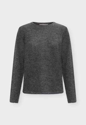 Selected, SLWLULU NEW LS KNIT O-NECK NOOS - Svetrík - medium grey melange