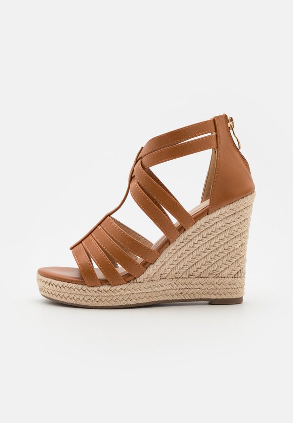 High heeled sandals - cognac