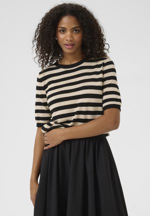 LIZZA STRIPED - T-shirts print - black feather grey mel stripe