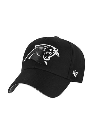 Black baseball cap with a roaring panther logo embroidered in white on the front and the number "47" on the side.