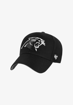 Schwarze Baseballkappe mit einem weißen, aufgestickten Logo eines brüllenden Panthers auf der Vorderseite und der Zahl "47" an der Seite.
