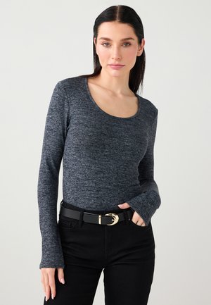 SLIM FIT U NECK SOFT - T-shirt à manches longues - navy blue melange