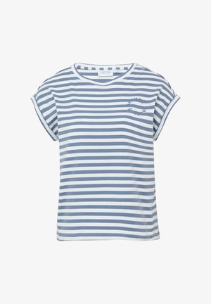 comma casual identity, GESTREIFTES MIT ÜBERSCHNITTENEN SCHULTERN - T-Shirt print - hellblau