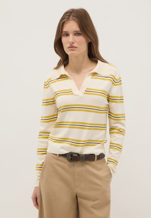OVS REGULAR FIT MULTICOLOUR STRIPED JUMPER WITH POLO COLLAR - Polo - beige/yellow