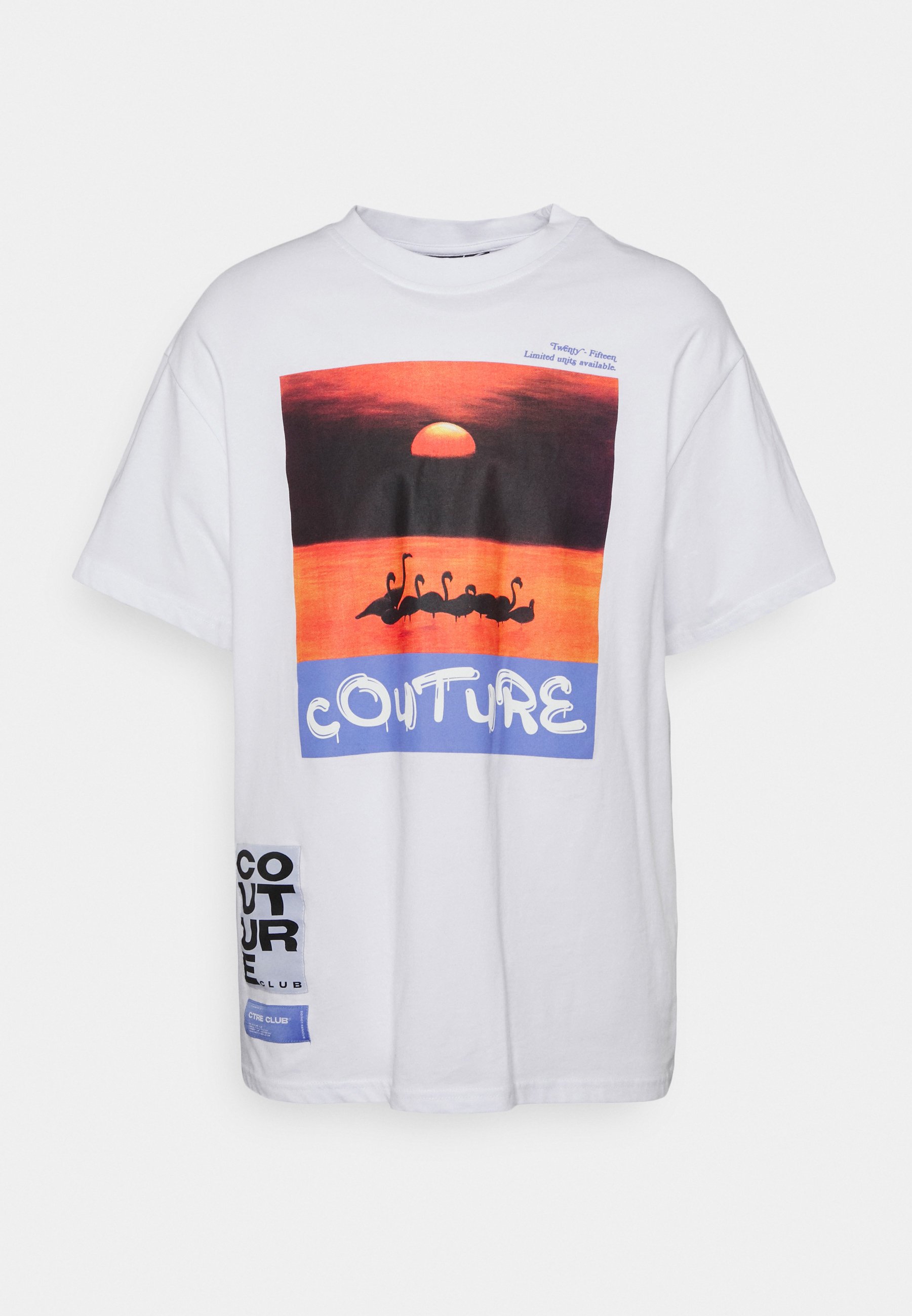 orange and white graphic tee