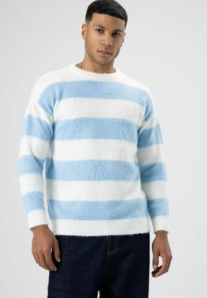 STRIPED BRUSHED- - Strickpullover - baby blue