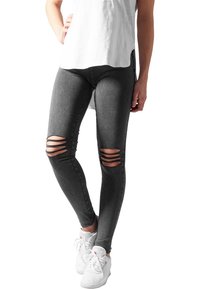 Urban Classics - CUTTED  - Leggingsit - acid black Pienoiskuva 1