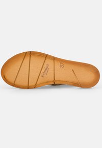 Semelle en cuir marron avec une texture lisse, dotée d'une grips à motifs et d'un logo de marque visible, taille 37 embossée sur la base.