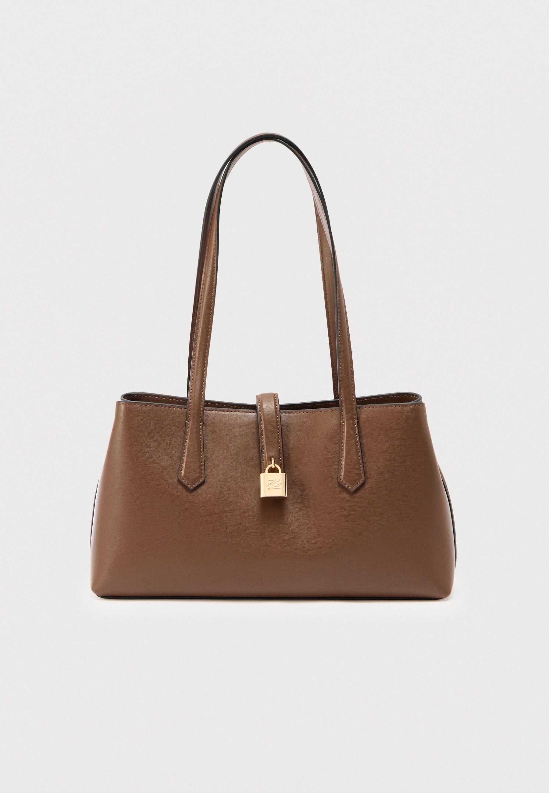 KARL LAGERFELD ブラウンレザー ビジネスバッグ KARL LAGERFELD AUTOGRAPH PADLOCK - Handbag - dark friar brown/dark