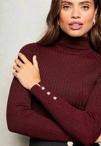 Lipsy ROLL NECK BUTTON DETAIL  - Džemperis - purple