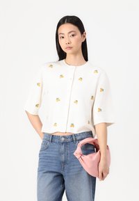 Object OBJTHESS SLEEVE CARDIGAN - Cardigan - cloud dancer/lemon
