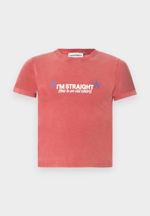 STRAIGHT UP GAY UNISEX - Nyomott mintás póló - light red