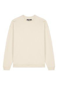 Felpa color crema con colletto rotondo, maniche lunghe e polsini a coste. Realizzata in materiale morbido, presenta un design minimalista senza decorazioni.