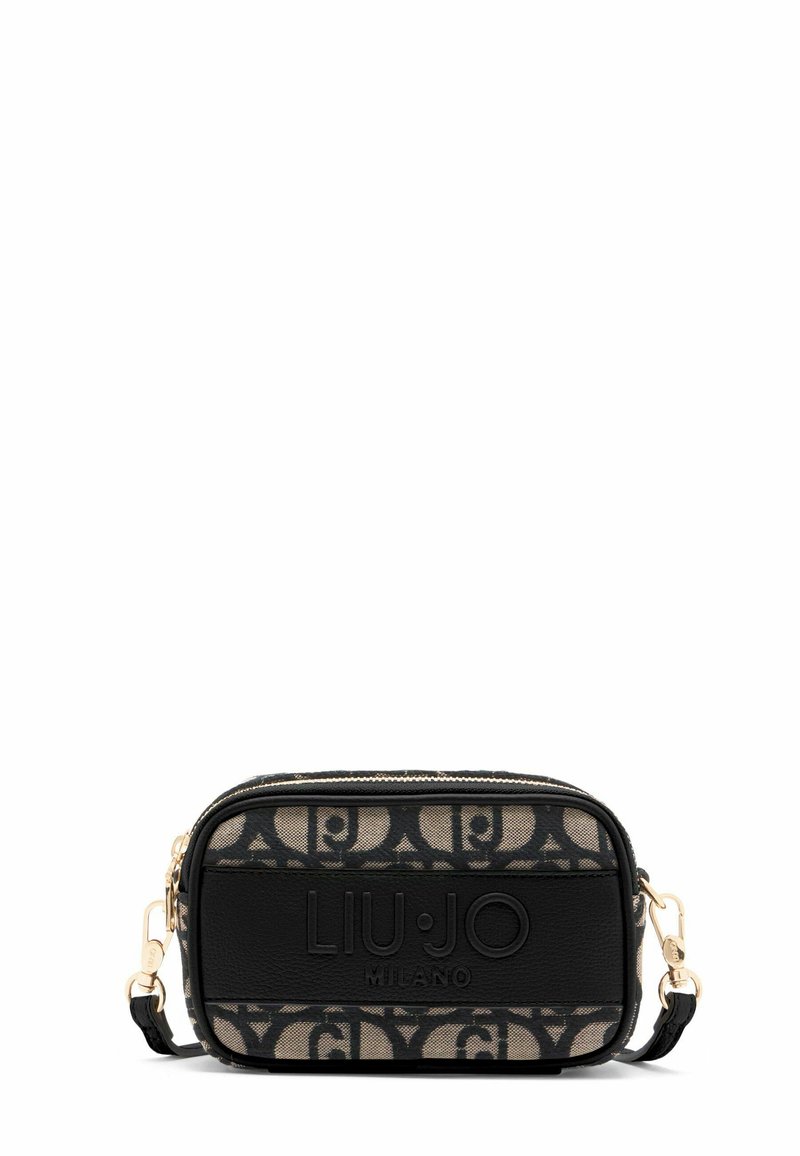 Borsa a tracolla Liu Jo Milano in tessuto stampato color cammello con dettagli in pelle nera. Presenta accessori in tono oro e dettaglio del logo testurizzato.