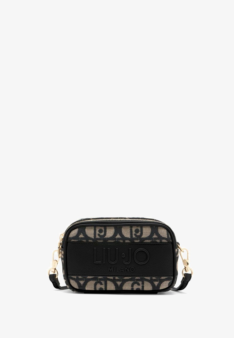 Borsa a tracolla Liu Jo Milano in tessuto stampato color cammello con dettagli in pelle nera. Presenta accessori in tono oro e dettaglio del logo testurizzato.