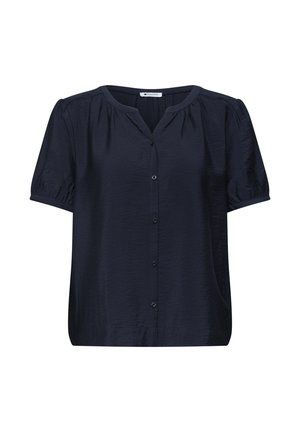 Street One, KURZARM BLUSE MIT SPLIT NECK UND KNÖPFEN - Bluse - deep blue