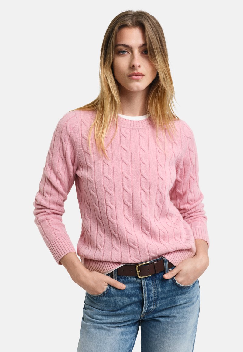 GANT CABLE C-NECK - Trui - dusty pink