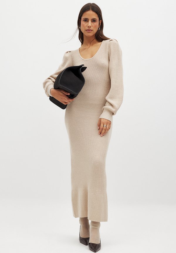 SCOOP NECK PUFF - Maxikleid - beige