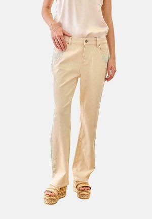 Nekane, JEANS PALMERAS BORDADO METÁLICO - Vaqueros rectos - beige