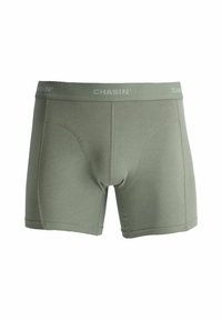 Zöld pamut boxer alsónadrág, puha textúrával, kényelmes szabással, rugalmas derekkal, amelyen a "CHASIN" felirat található, valamint lapos varrási részletekkel.